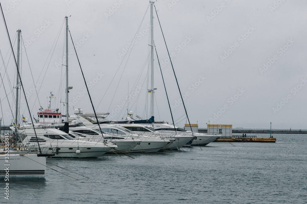 yachts parked in the seaport of Odessa