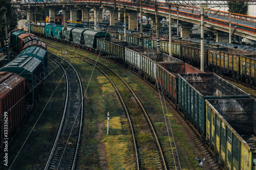 railway station empty freight wagons in Odessa