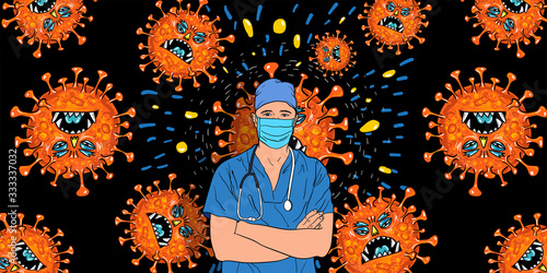 Vector of viruses. bacteria germs microorganism virus cell , human health microbiology science and virus outbreaking concept. Corona. Illustration