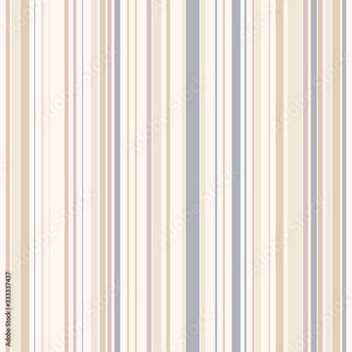 Simple vertical stripes pattern. Vector seamless texture with thin lines. Modern abstract geometric striped background. Repeat ornament in pastel colors. Design for print, textile, wallpaper, fabric