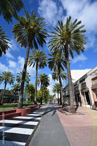 Miami Beach, Florida - March 21, 2020 - Lincoln Road Mall is empty as hotels, restaurants and beach ordered closed due to coronavirus pandemic. © Francisco