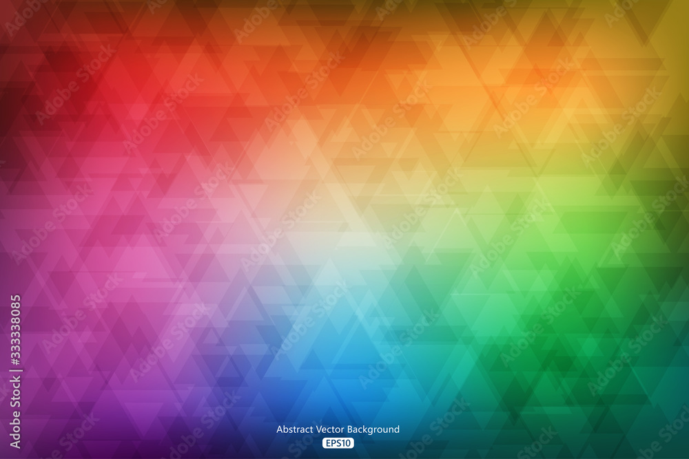 Rainbow colors gradient triangle abstract background, vector illustration