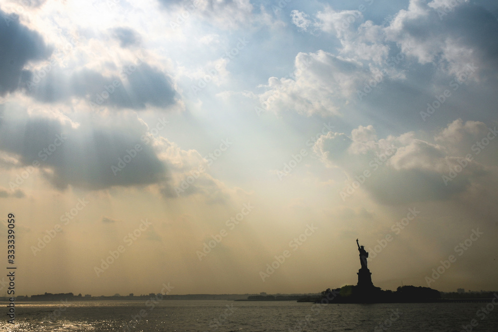 Statue of Liberty epic sunset in New York City