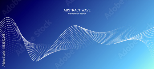 Abstract wave element for design. Digital frequency track equalizer. Stylized line art background. Colorful shiny wave with lines created using blend tool. Curved wavy line, smooth stripe Vector