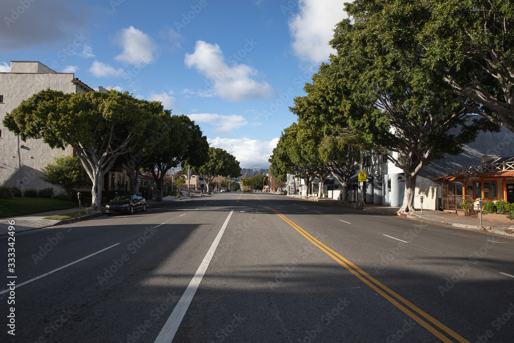 road in los angeles city, hollywood neighboor during coronavirus pandemic emergency
