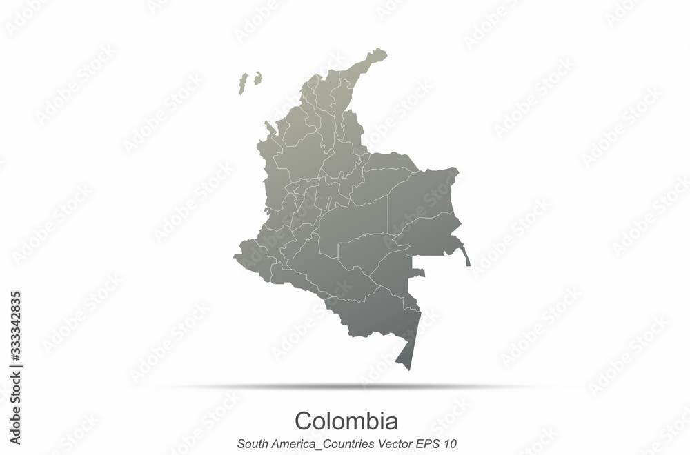colombia map. south america map. south american countries map. latin america vector.