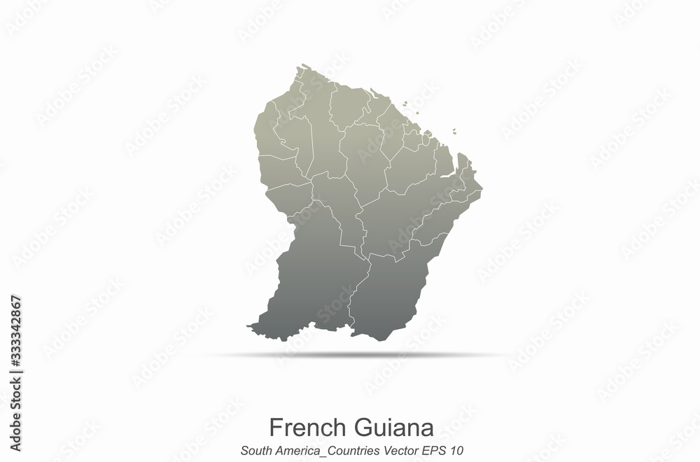 franch guiana map. south america map. south american countries map. latin america vector.