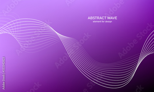 Abstract wave element for design. Digital frequency track equalizer. Stylized line art background. Colorful shiny wave with lines created using blend tool. Curved wavy line, smooth stripe Vector