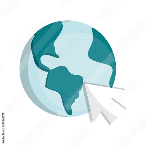 world clicking digital school online education isolated icon shadow