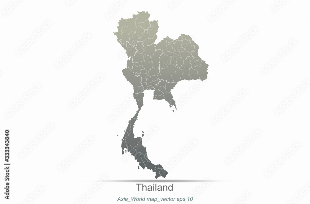 thailand map. asia countries map. map of asian country.