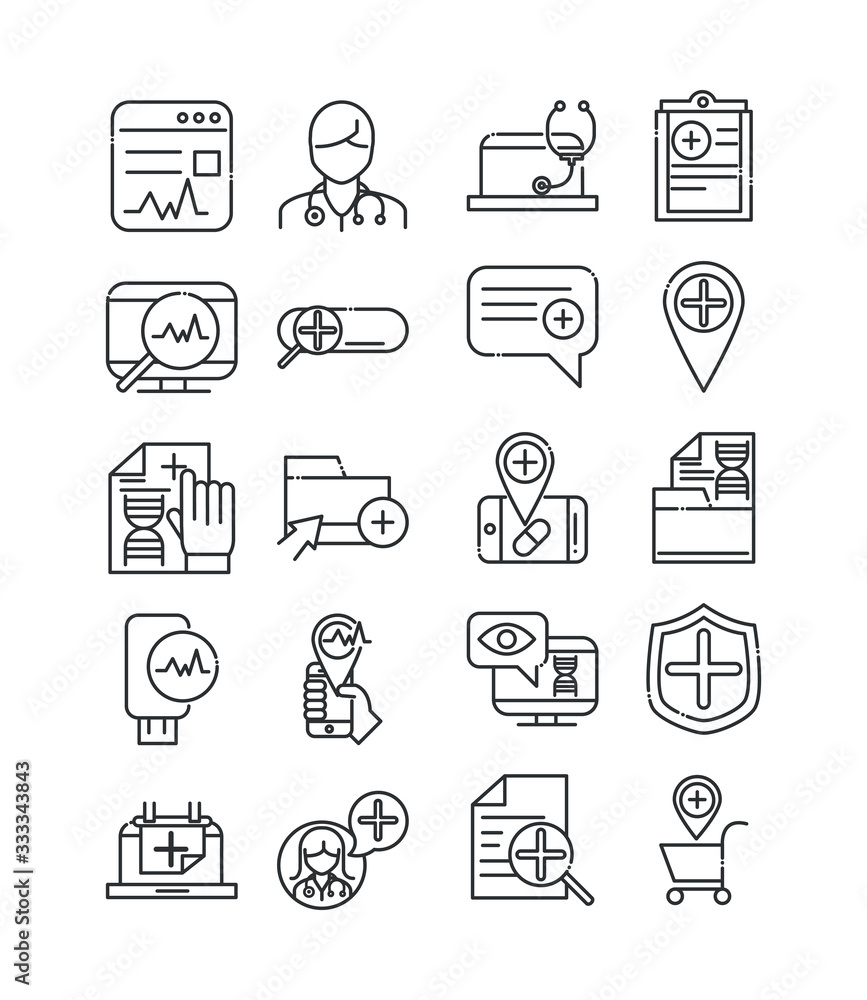 online health, medical assistance support consultation icon set covid 19 pandemic line icon online health, medical assistance support consultation icon set covid 19 pandemic line icon