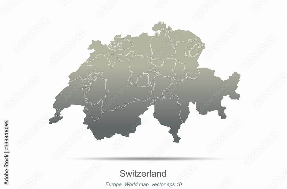 switzerland map. europe map. european countries vector map with gray gradient.. 