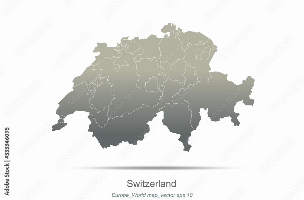 Fototapeta switzerland map. europe map. european countries vector map with gray gradient.. 