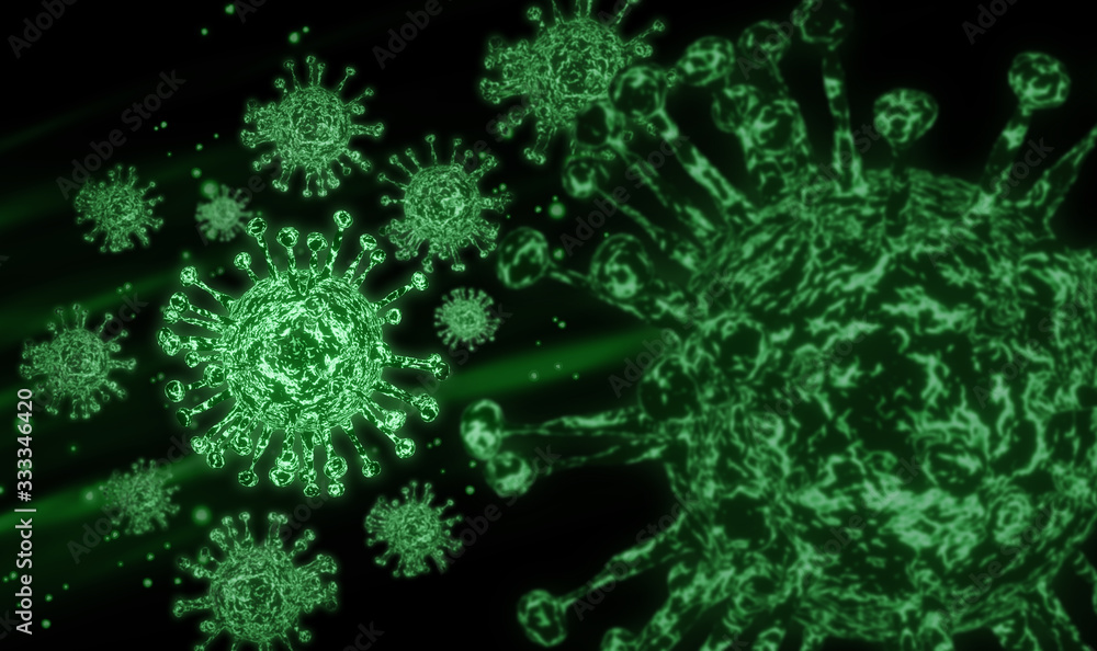 Concept design of microscopic virus corona by 3d render Concept design of microscopic virus corona by 3d render