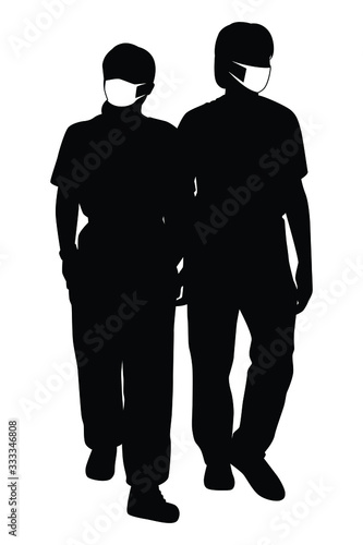 woman with mask silhouette vector
