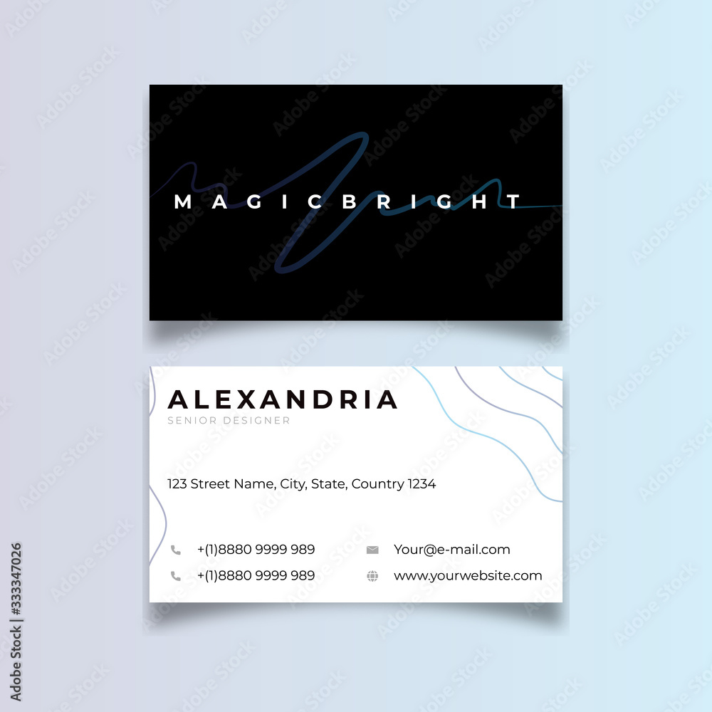 Simple lineart business card template vector