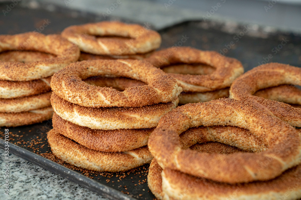 Fresh Turkish bagel stock photo
