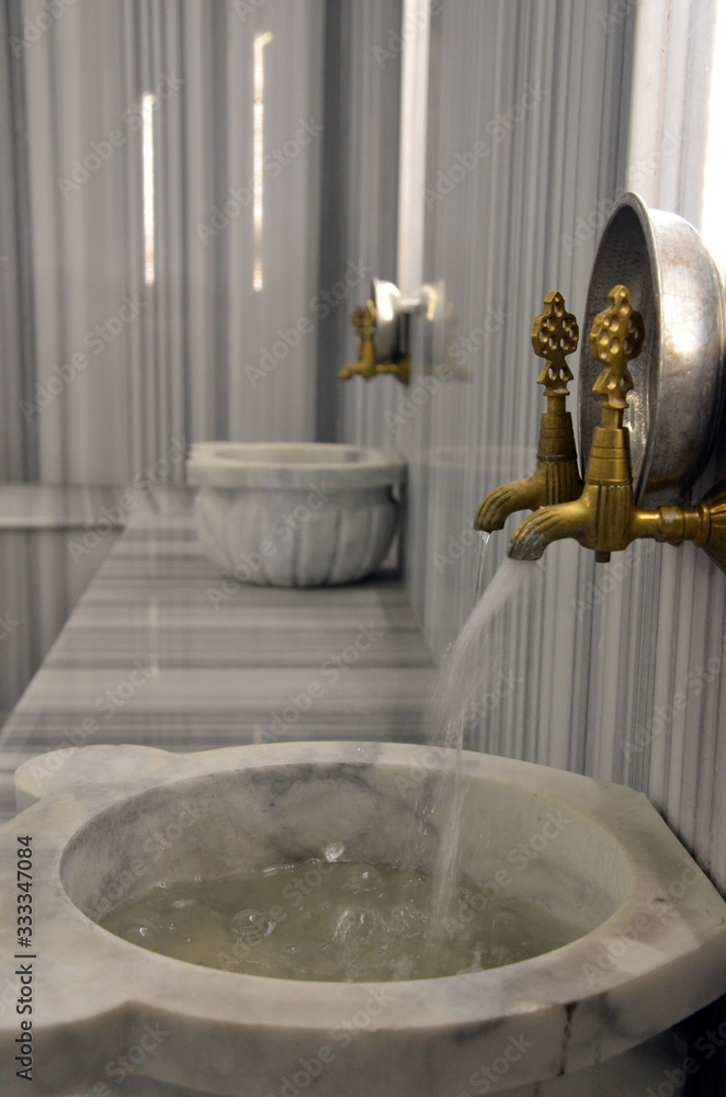 Marble Turkish Hamam bath modern design stock photo
