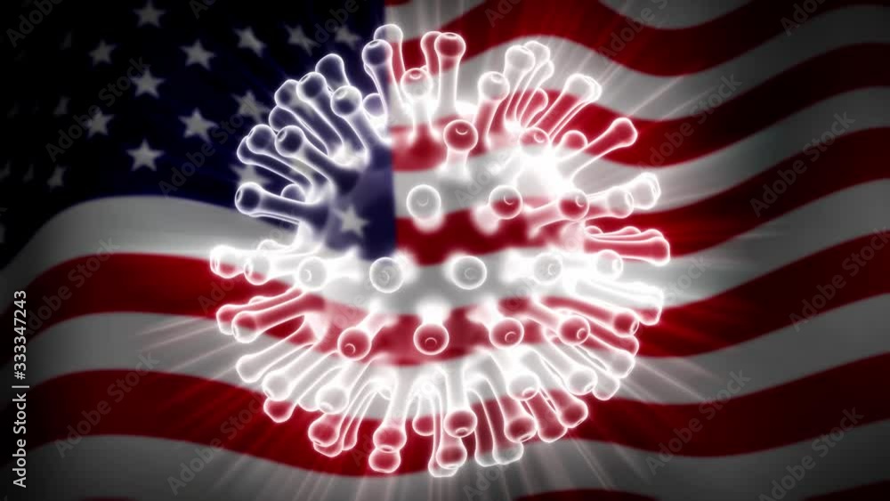 United States Coronavirus covid19 outbreak alert of novel pandemic lockdown. American pandemic response over sickness and contagion - 3d animation United States Coronavirus covid19 outbreak alert of novel pandemic lockdown. American pandemic response over sickness and contagion - 3d animation