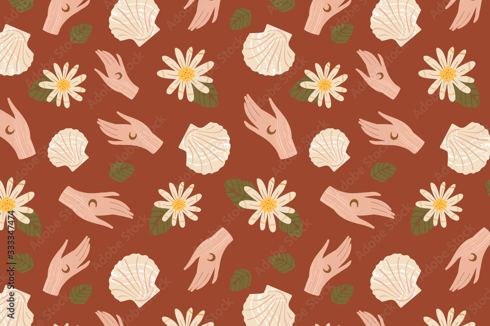 Summer background in flat cute style. Trendy seamless pattern. Summer background in flat cute style. Trendy seamless pattern.