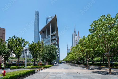 Architectural street, Lujiazui Financial District, Shanghai..