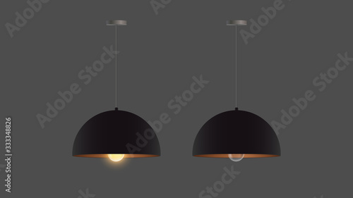 Vector set of realistic black chandeliers. Ceiling lamp. Loft style. Element for interior design.