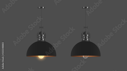 Vector set of realistic black chandeliers. Ceiling lamp. Loft style. Element for interior design.