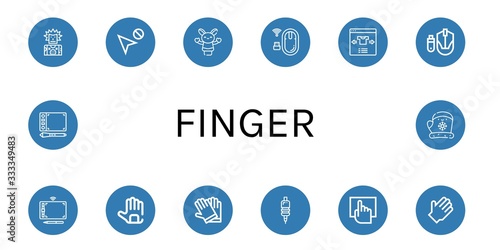 finger simple icons set
