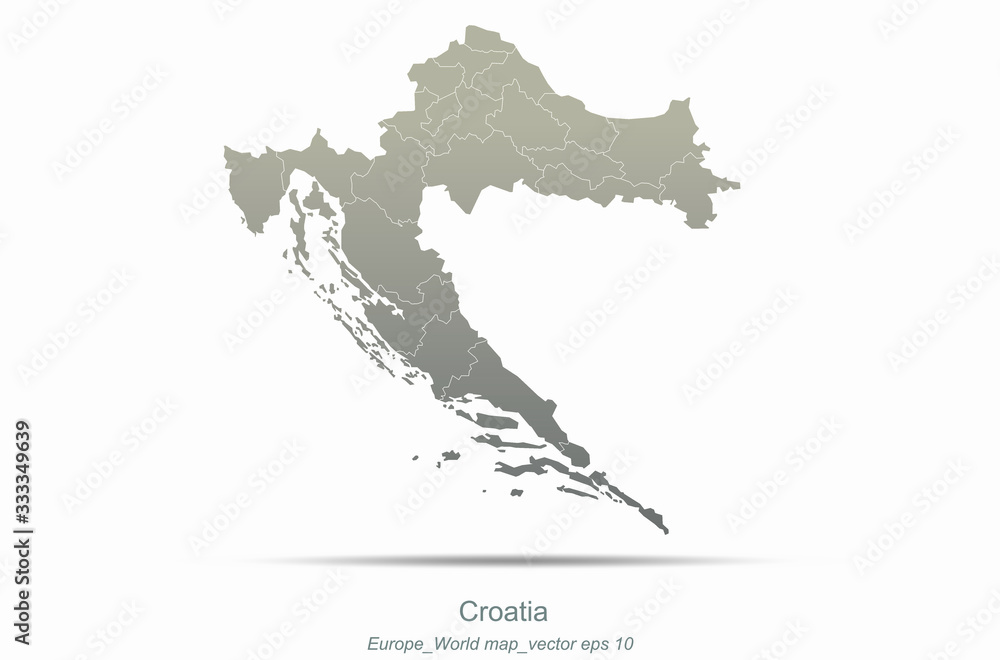croatia map. european map. europe countries vector map.