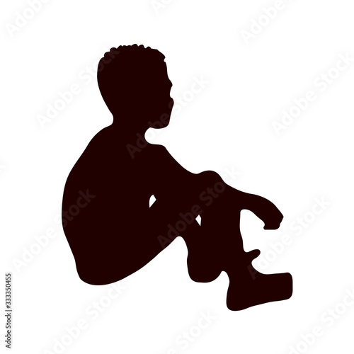 Kid sitting pose silhouette - VECTOR