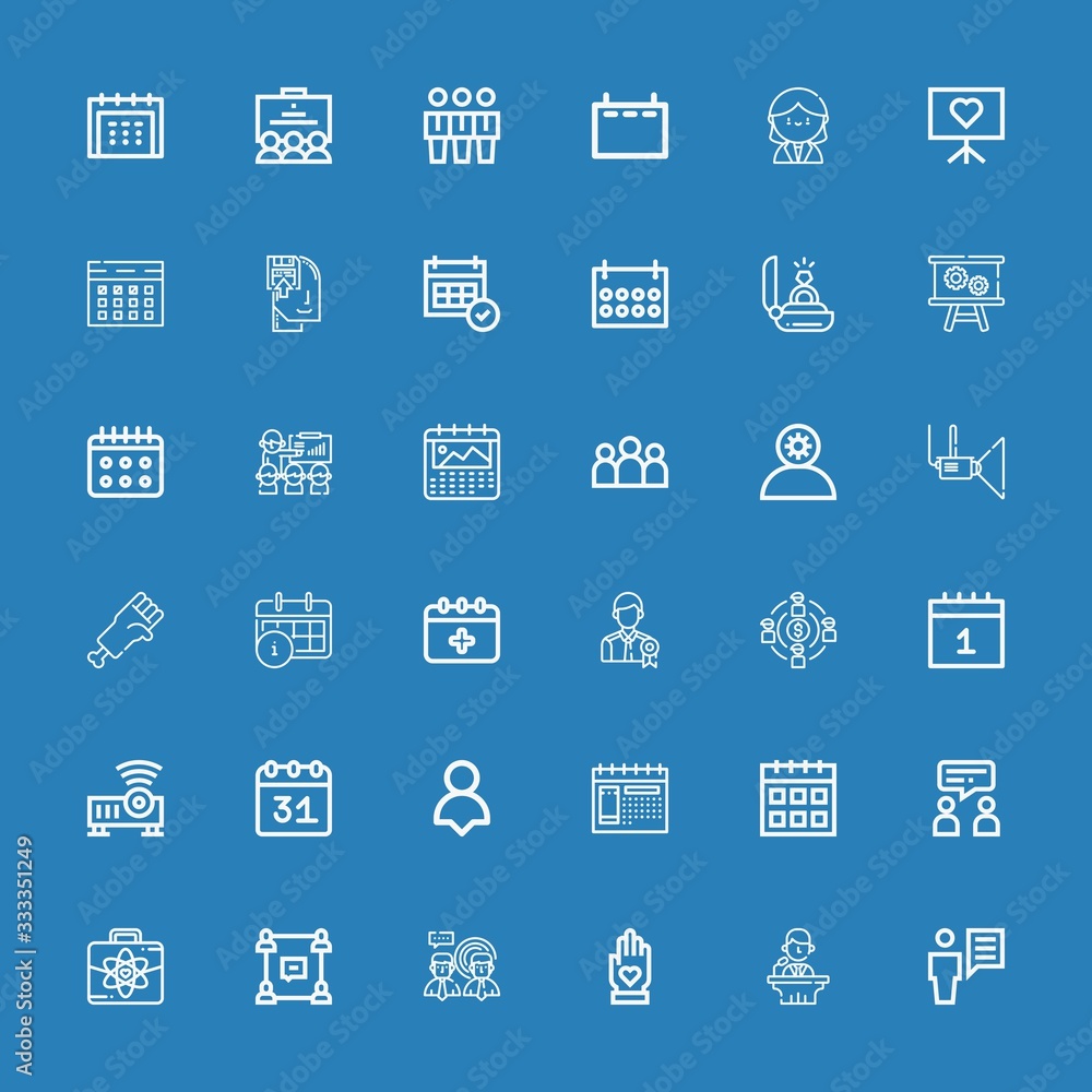Editable 36 meeting icons for web and mobile
