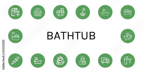 bathtub simple icons set
