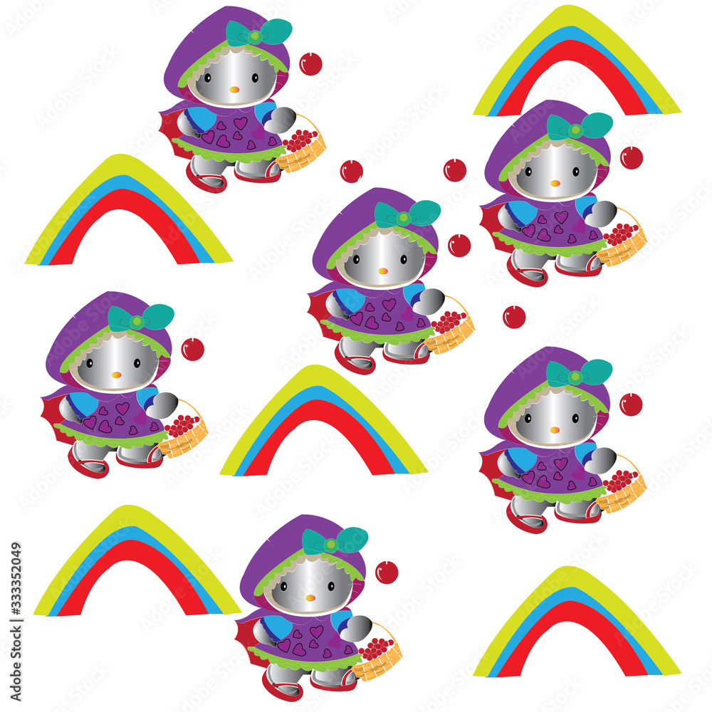 Naklejka premium seamless doll and rainbow vector design