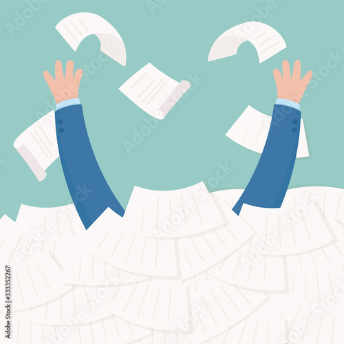 hands under paperwork employee overwork stress