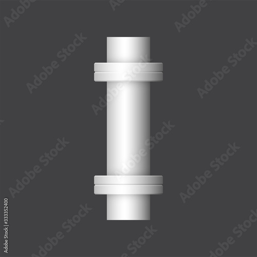 Pipe vector icon. Connection by flange fitting. Part for pipeline construction to transportation water, oil and gas. Also for water supply infrastructure, wastewater treatment, plumbing and irrigation