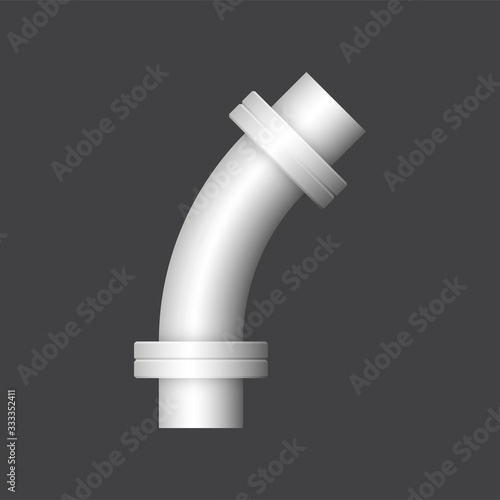 Pipe vector. Made from steel or metal connection by flange fitting fixing by screw and bolt. Part for pipeline construction to transportation oil and gas in industry, water in plumbing and irrigation.