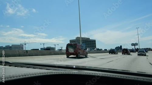 Shaky Camera Passenger View On Freeway Through Miami 