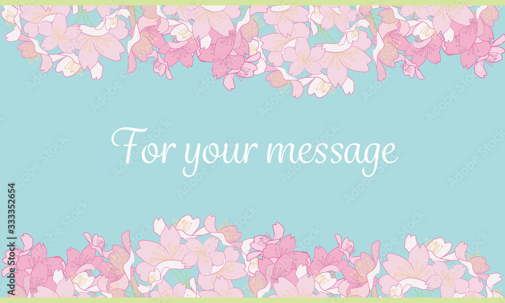春の桜のかわいいバナー・サイト・ハガキに使えるメッセージカードcherry blossom flower background and place for your text	