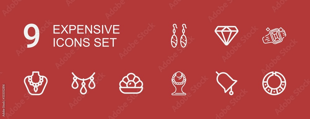 Editable 9 expensive icons for web and mobile