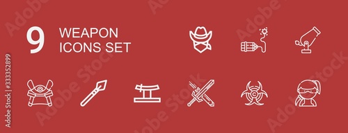 Editable 9 weapon icons for web and mobile