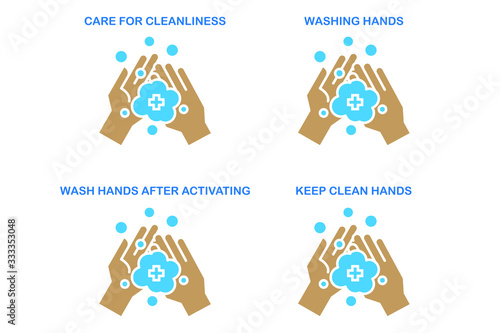 Instructions to keep hand clean, clear of the corona virus, healthy life.