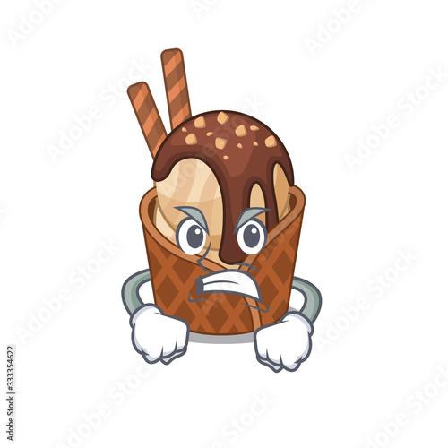 coffee ice cream cartoon character design with angry face