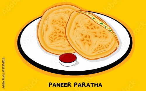 Paneer Paratha indian Street Food Vector