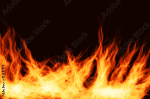  Fire flames on black background abstract blaze fire flame texture for banner background Fire flames set realistic vector illustration Set of realistic fire flames of various size with sparks on black © ahrakib