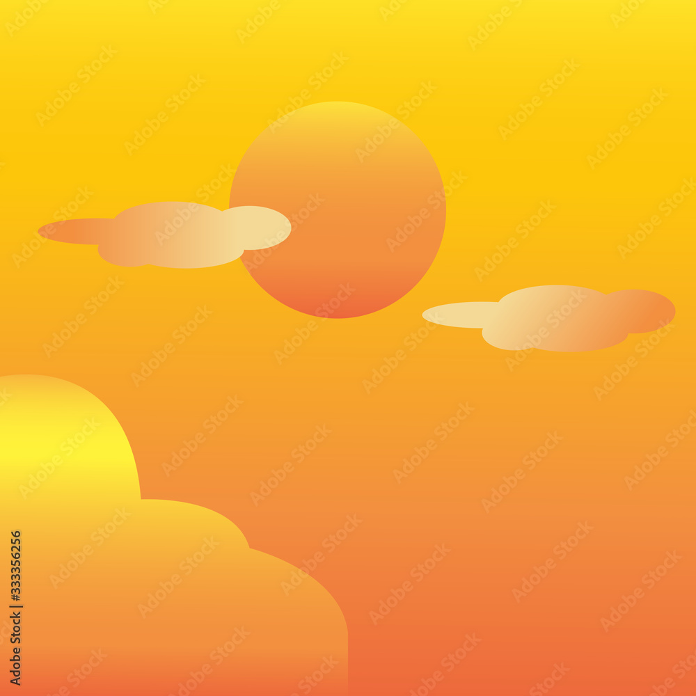sun and clouds, sunset illustration