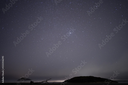 ..The stars, the islands, and the sea at night near Tofino BC..