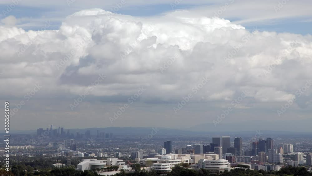 Los Angeles Panaramic Time Lapse City View with clouds 4K