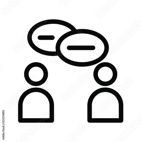 Talking People Icon Vector  , Communication Emblem Isolated Illustration , Bubble Chat Speaking Outline Solid Background White