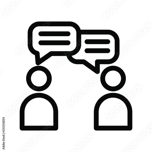 Talking People Icon Vector  , Communication Emblem Isolated Illustration , Bubble Chat Speaking Outline Solid Background White