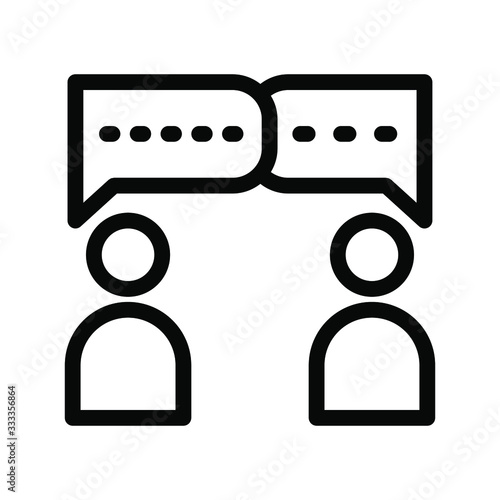 Talking People Icon Vector  , Communication Emblem Isolated Illustration , Bubble Chat Speaking Outline Solid Background White